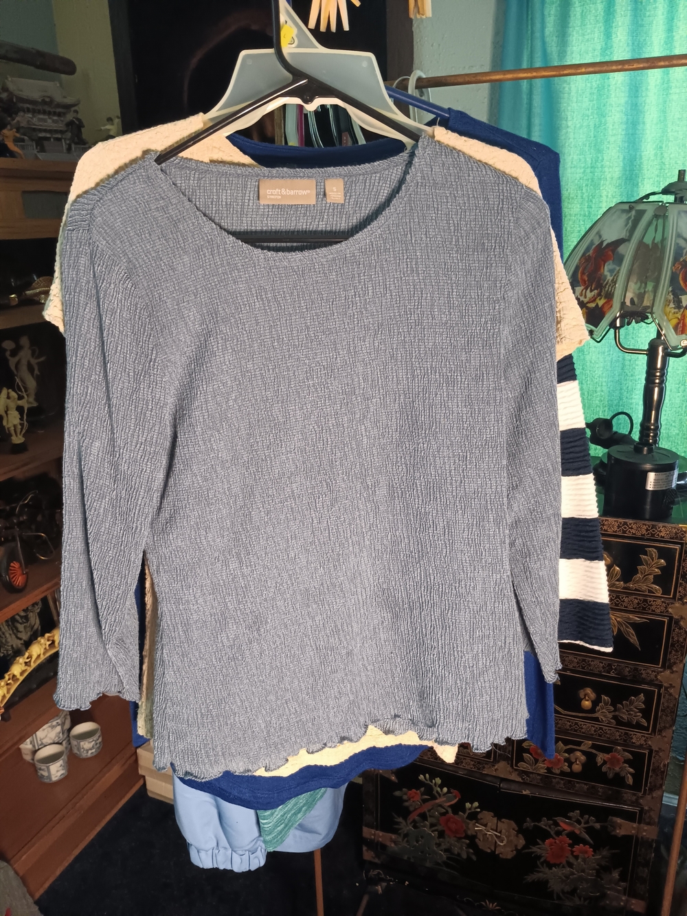 Coldwater Creek Blue Textured Lightweight Sweater